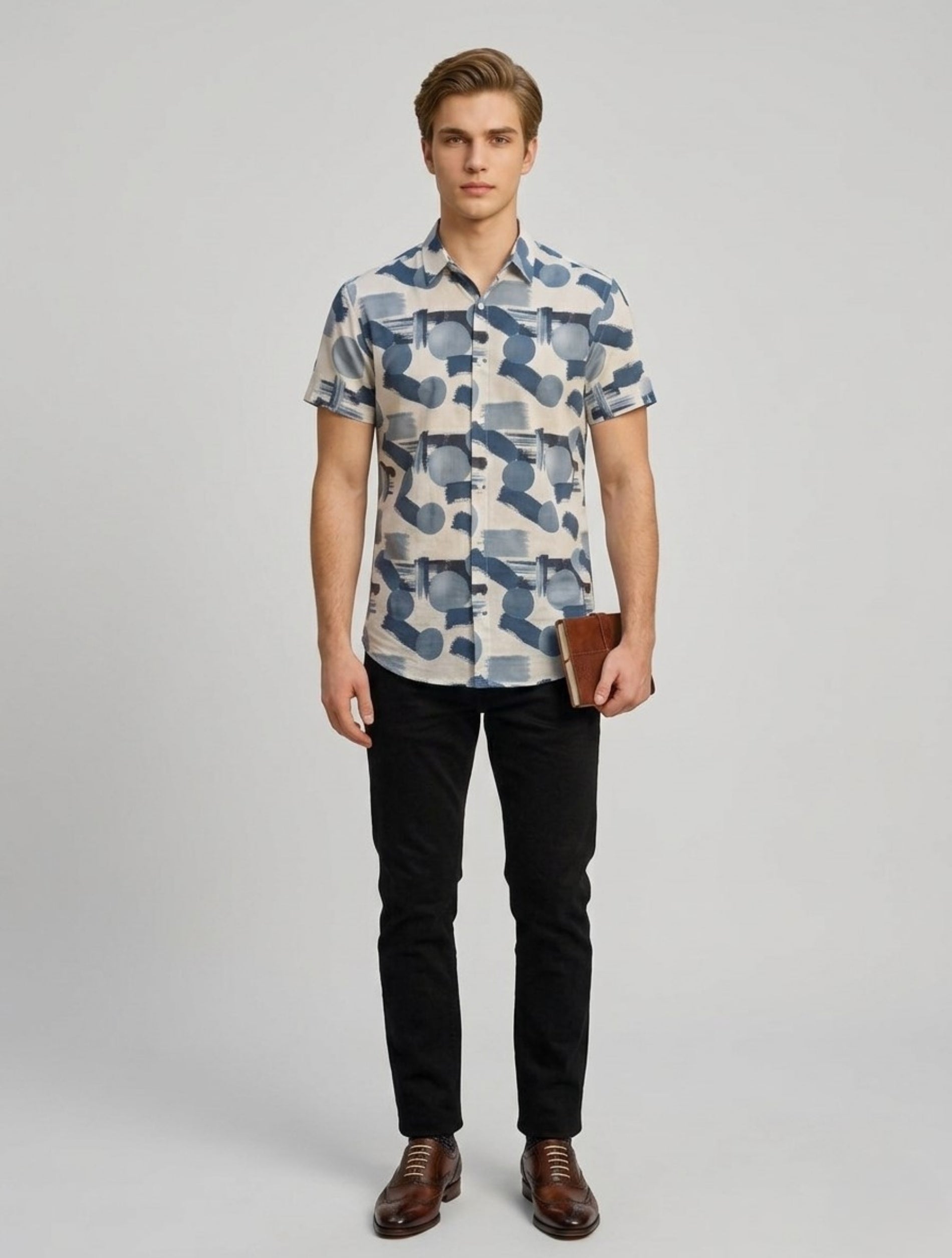 Abstract Print Short-Sleeve Shirt For Men
