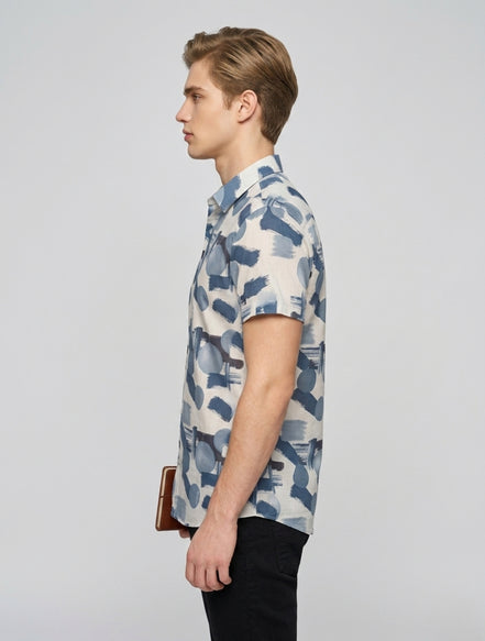 Abstract Print Short-Sleeve Shirt For Men