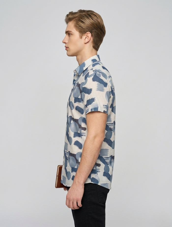 Abstract Print Short-Sleeve Shirt For Men
