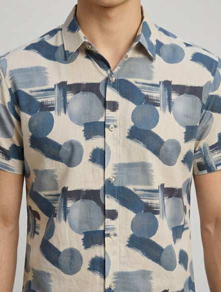 Abstract Print Short-Sleeve Shirt For Men