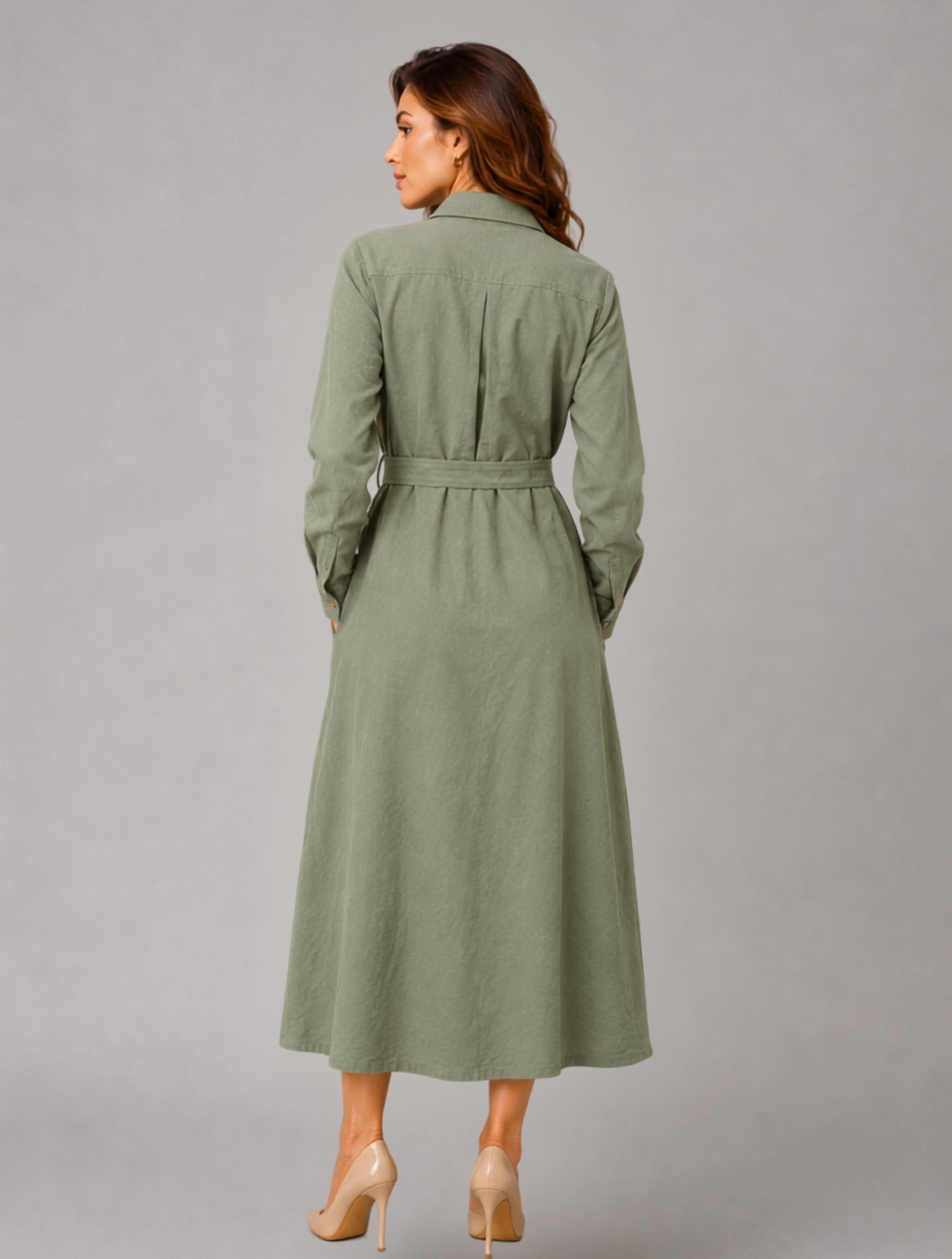 Belted Midi Dress For Women
