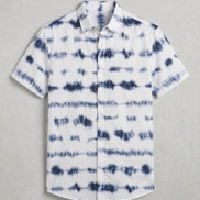 Indigo Tie-Dye Short-Sleeve Shirt For Men