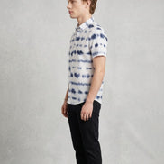 Indigo Tie-Dye Short-Sleeve Shirt For Men