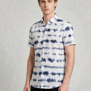 Indigo Tie-Dye Short-Sleeve Shirt For Men