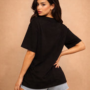 Pink Bow Printed Oversized T-Shirt for Women