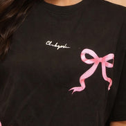Pink Bow Printed Oversized T-Shirt for Women