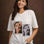 White Vintage Bloom Graphic T-Shirt for Women