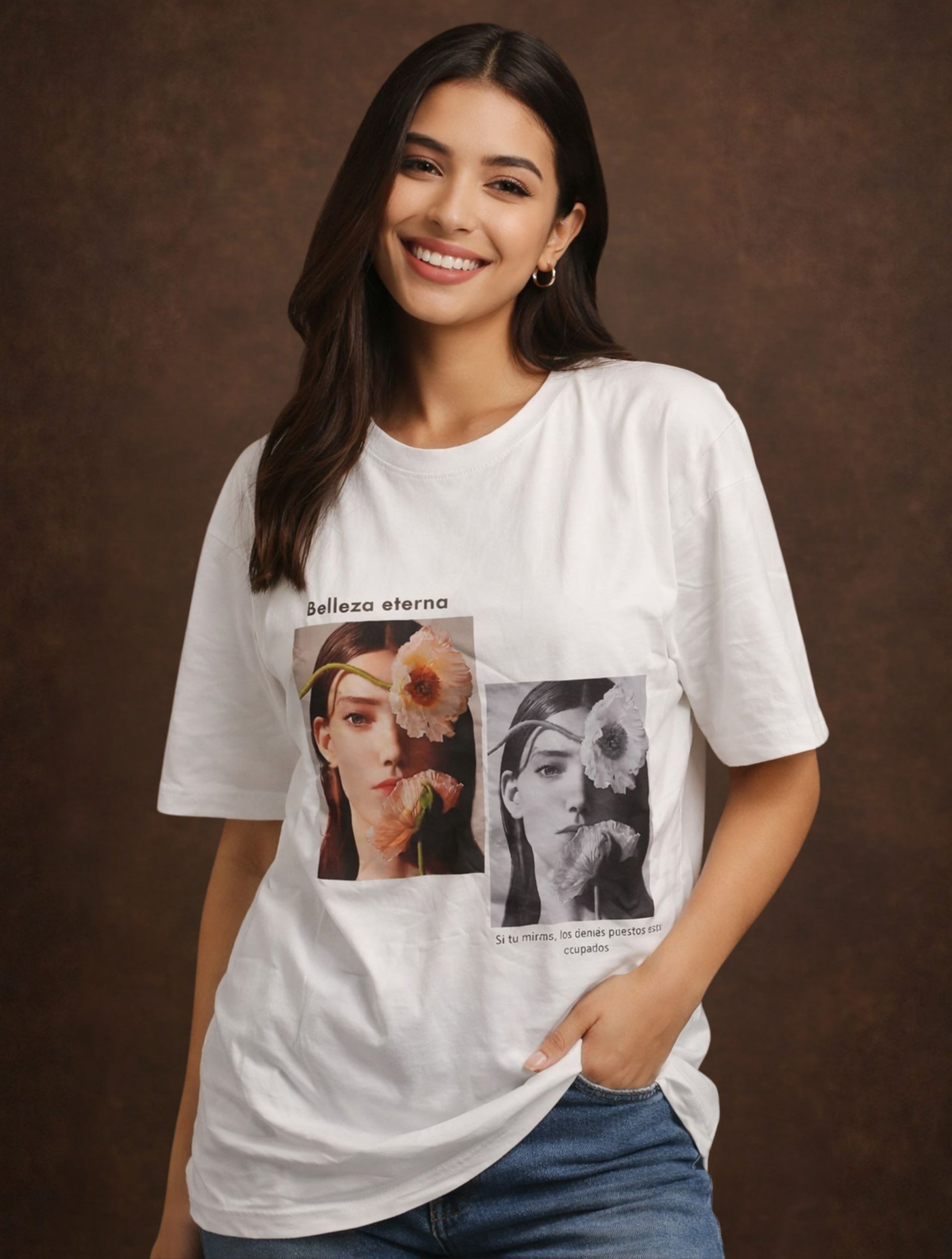 White Vintage Bloom Graphic T-Shirt for Women