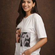 White Vintage Bloom Graphic T-Shirt for Women