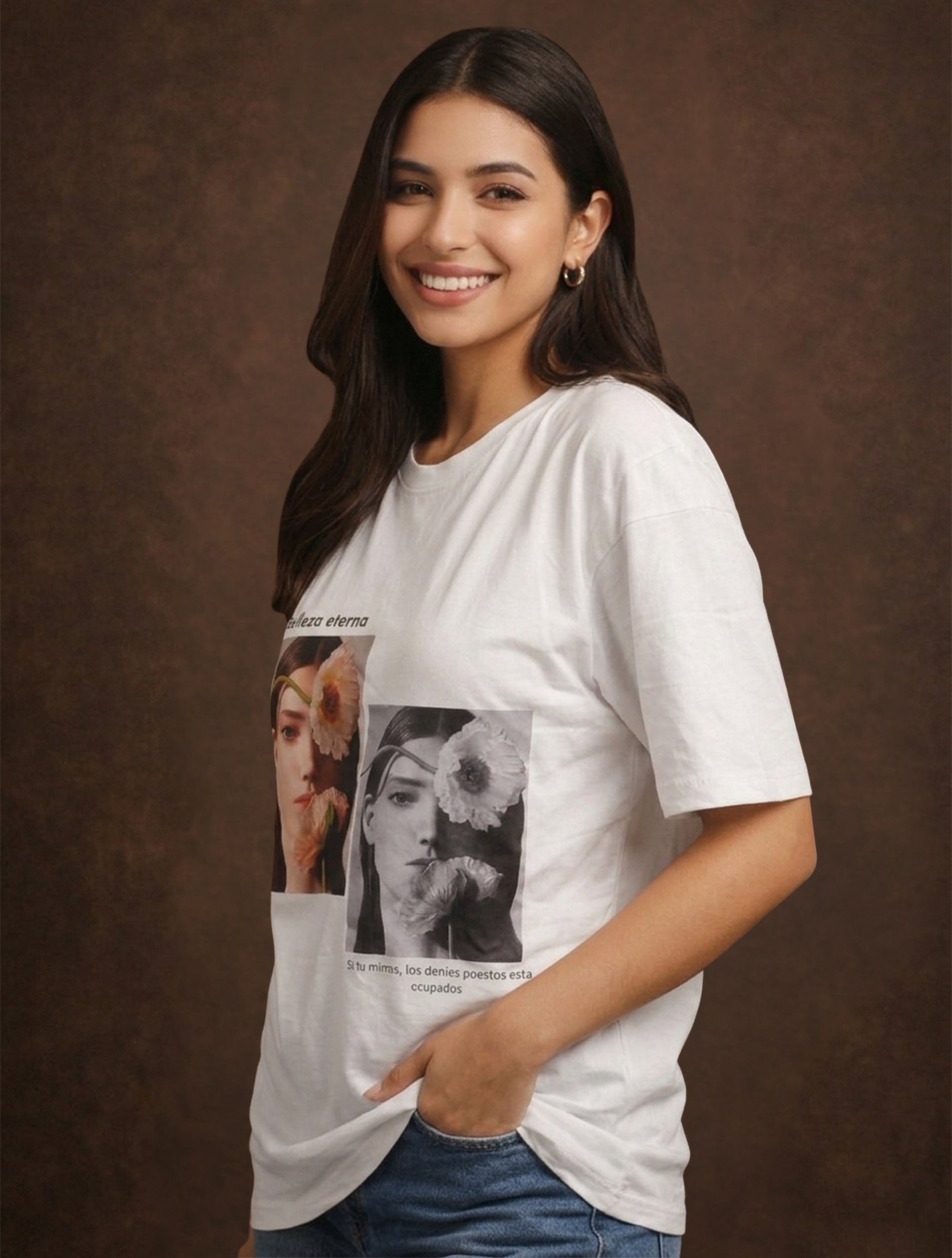 White Vintage Bloom Graphic T-Shirt for Women