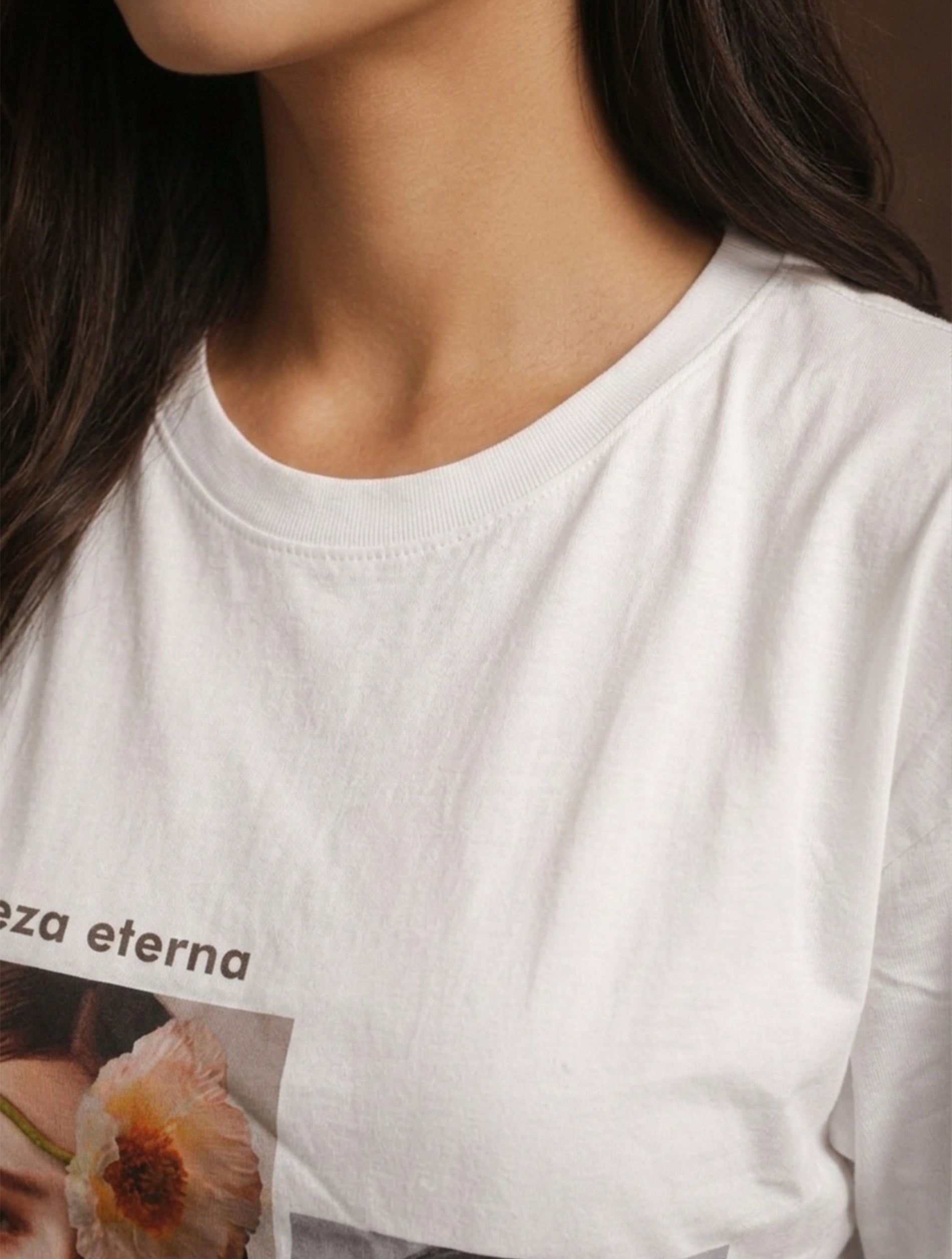 White Vintage Bloom Graphic T-Shirt for Women