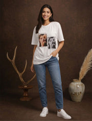 White Vintage Bloom Graphic T-Shirt for Women