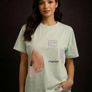 Mint Green Mexico Graphic Printed T-Shirt For Women