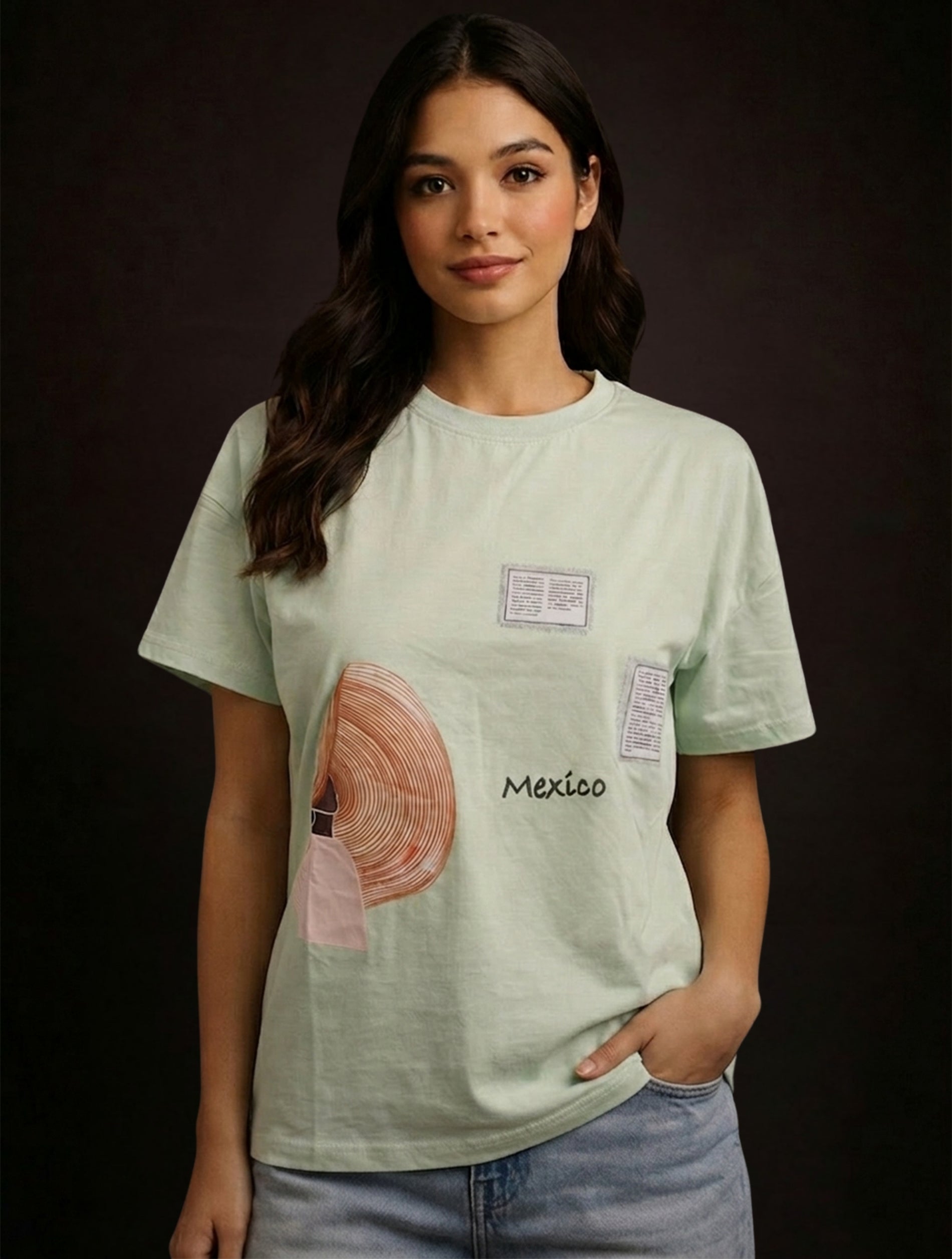 Mint Green Mexico Graphic Printed T-Shirt For Women