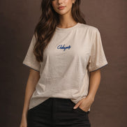Minimal Clubyork Embroidered Logo T-Shirt For Women