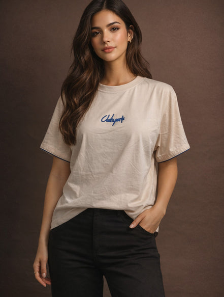 Minimal Clubyork Embroidered Logo T-Shirt For Women