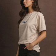 Minimal Clubyork Embroidered Logo T-Shirt For Women