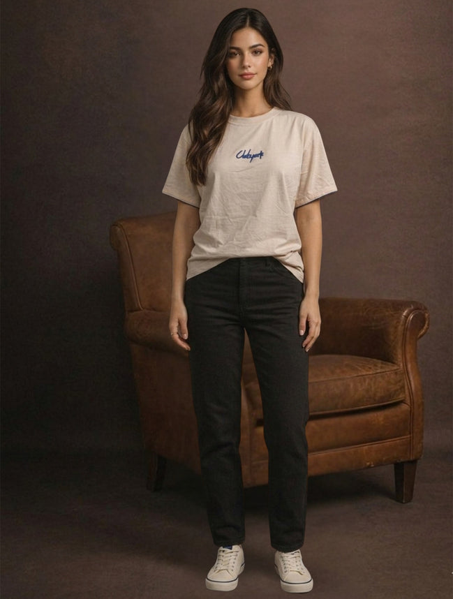 Minimal Clubyork Embroidered Logo T-Shirt For Women