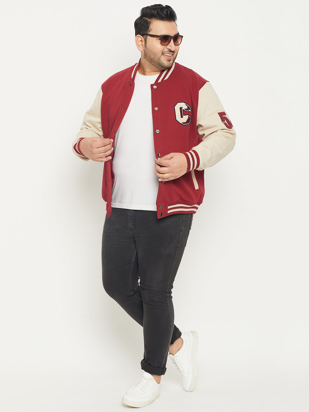Wine Plus Size Varsity Jacket