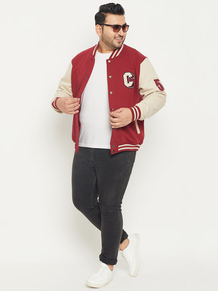 Wine Plus Size Varsity Jacket