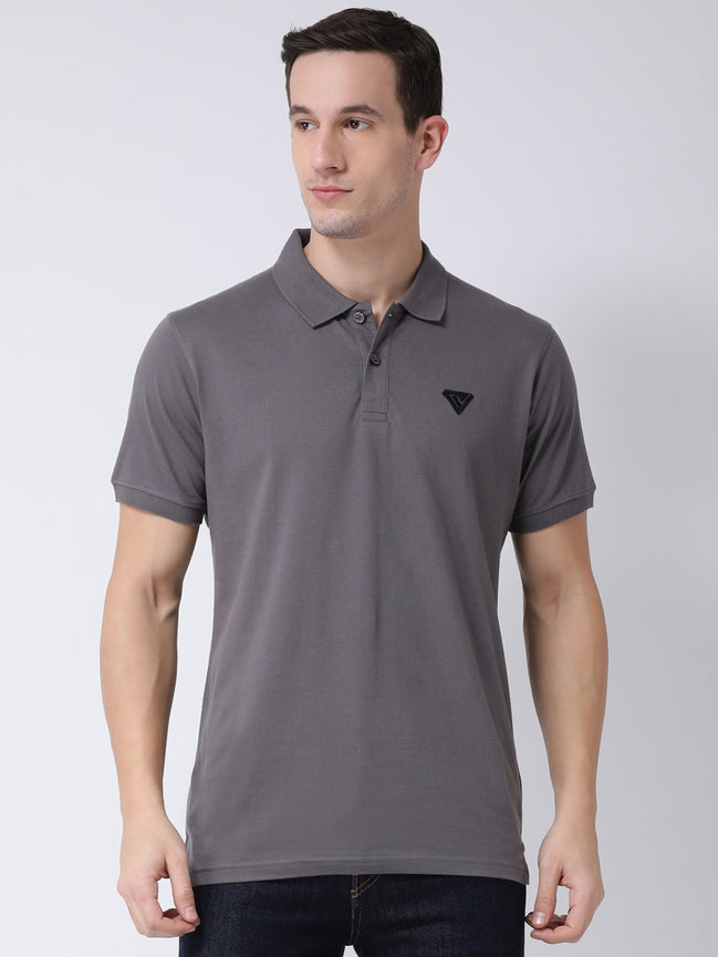 Grey Polo Neck T-shirt