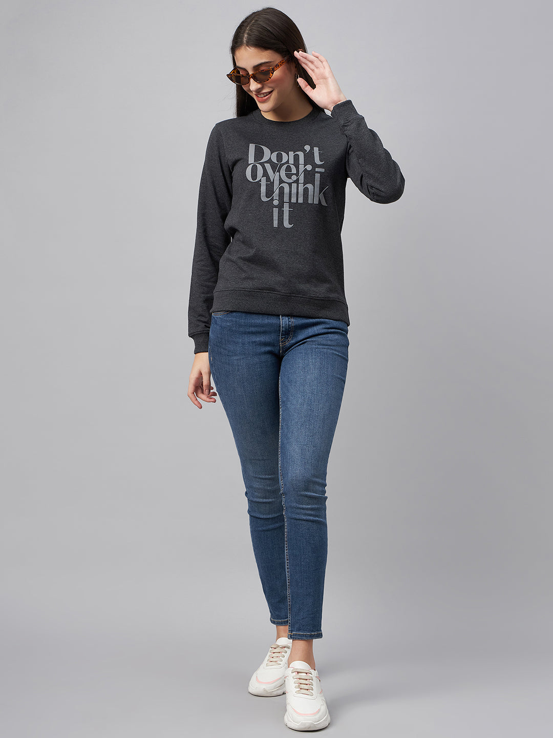 Grey Typography Print Sweatshirt