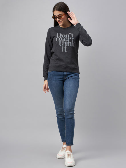 Grey Typography Print Sweatshirt
