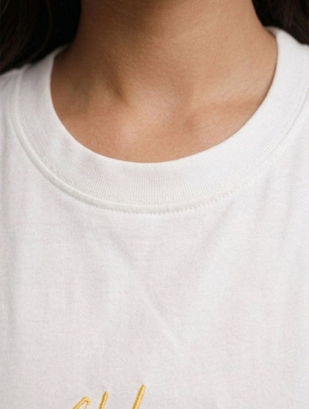 Minimal Clubyork Embroidered Logo T-Shirt For Women