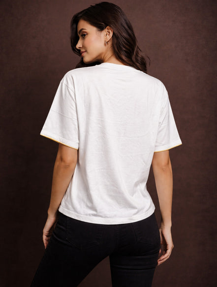 Minimal Clubyork Embroidered Logo T-Shirt For Women