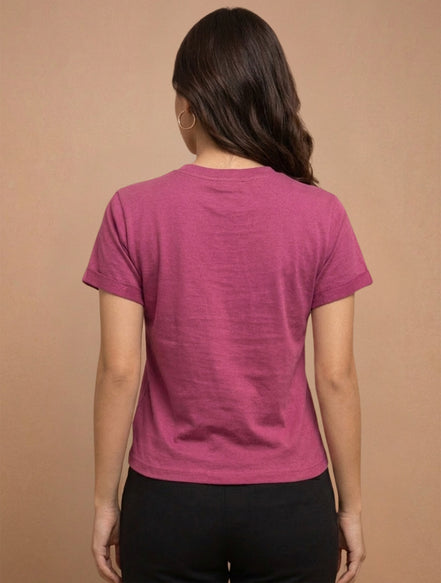 Inspire Floral Graphic Round-Neck T-Shirt For Women
