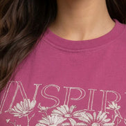 Inspire Floral Graphic Round-Neck T-Shirt For Women