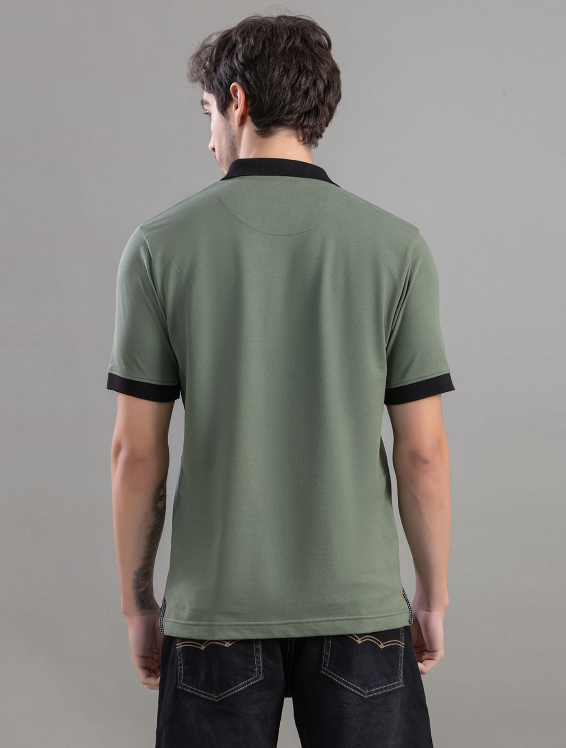 Olive Green Polo T-Shirt For Men