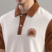 Coffee Brown Contrast Polo T-Shirt For Men