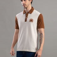 Coffee Brown Contrast Polo T-Shirt For Men