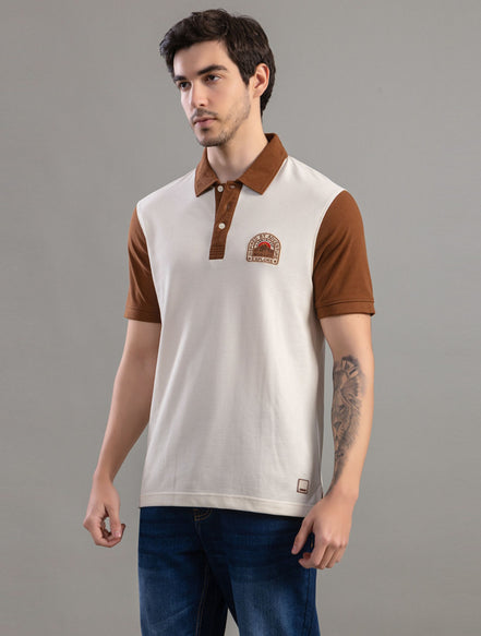 Coffee Brown Contrast Polo T-Shirt For Men