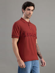Rust Red Legacy Embroidered Polo T-Shirt For Men