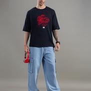 Black Oversized Printed T-Shirt For Men