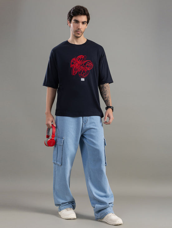 Black Oversized Printed T-Shirt For Men
