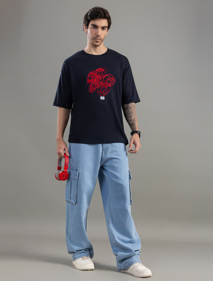 Black Oversized Printed T-Shirt For Men