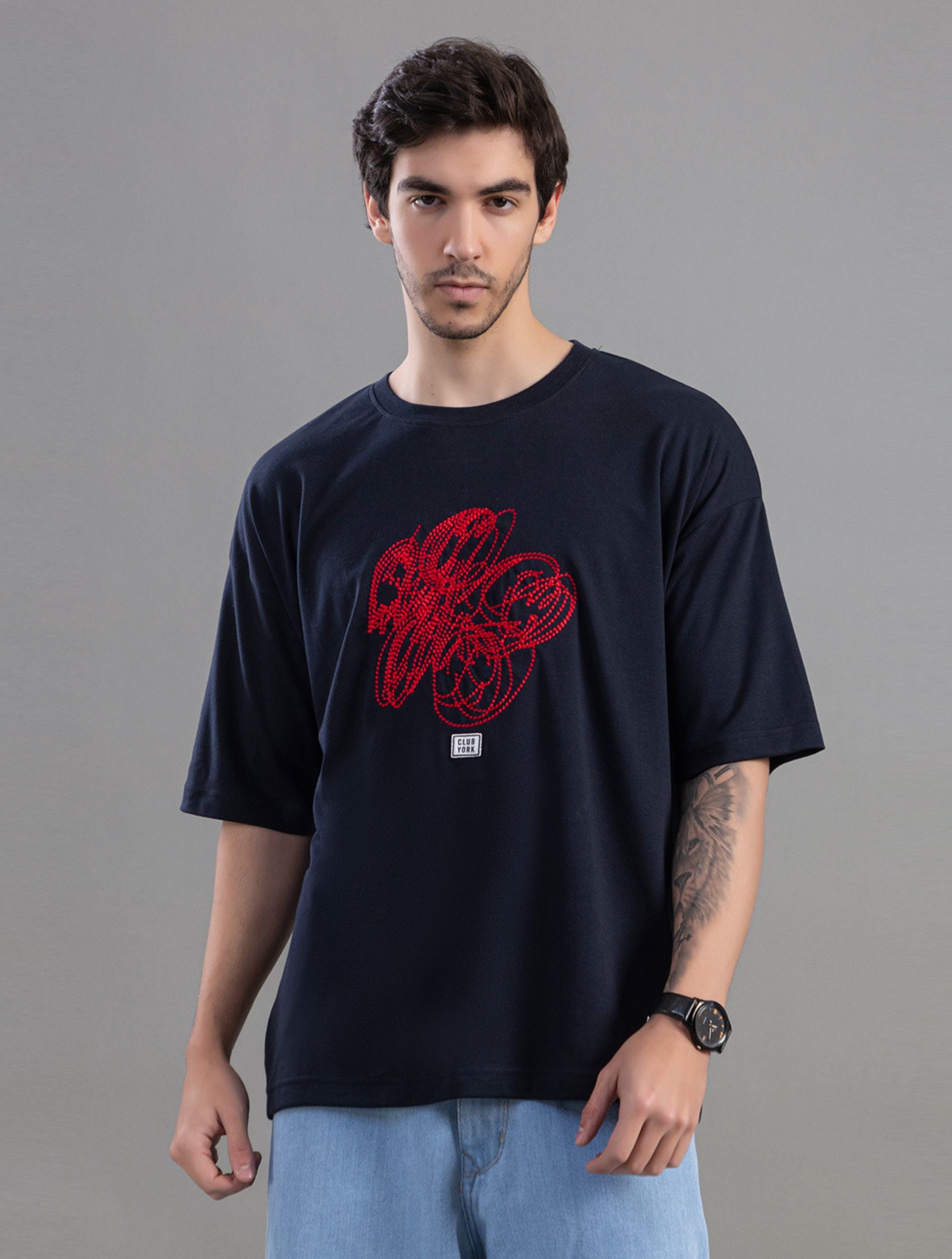 Black Oversized Printed T-Shirt For Men