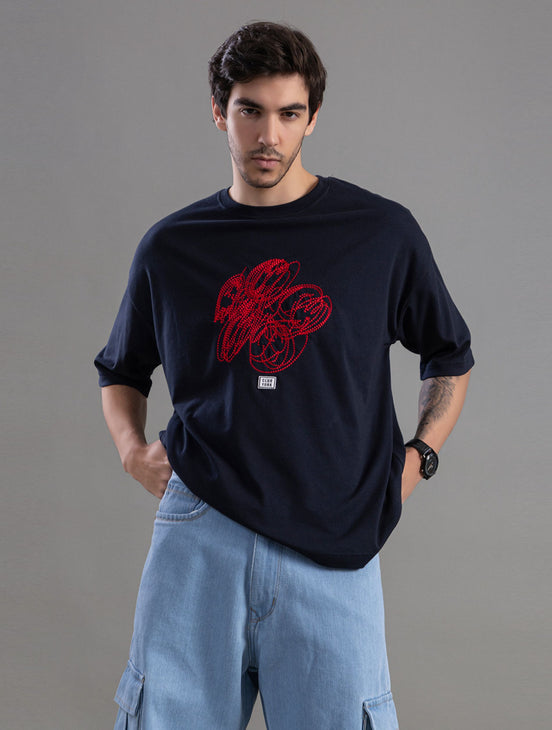 Black Oversized Printed T-Shirt For Men