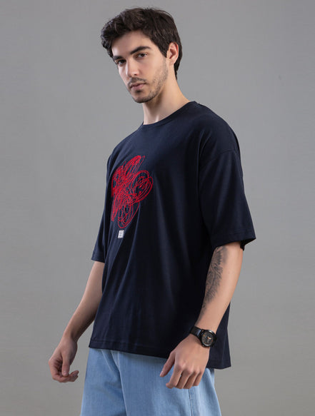 Black Oversized Printed T-Shirt For Men