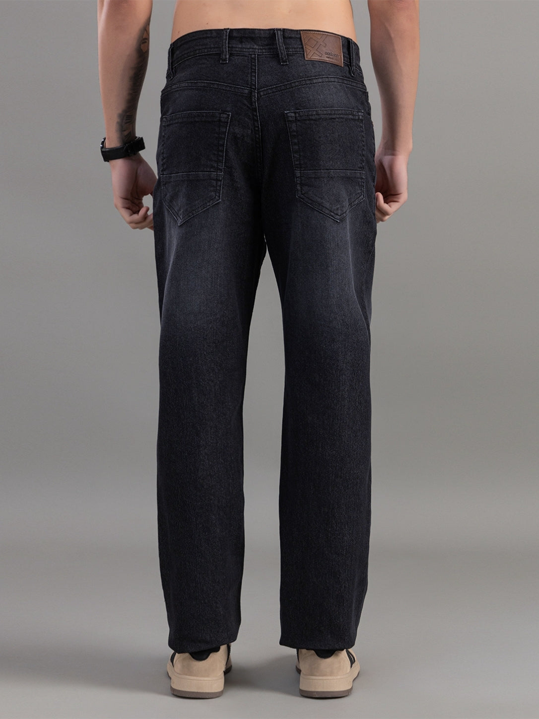 Club York Washed Black Relaxed Straight Jeans