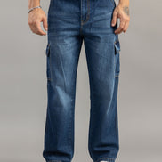 Relaxed Fit Multi-Pocket Cargo Jeans