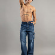 Relaxed Fit Multi-Pocket Cargo Jeans