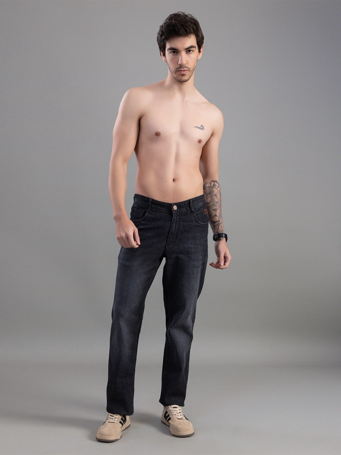 Club York Washed Black Relaxed Straight Jeans