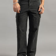Washed Olive Relaxed Fit Cargo Jeans