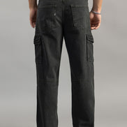 Washed Olive Relaxed Fit Cargo Jeans