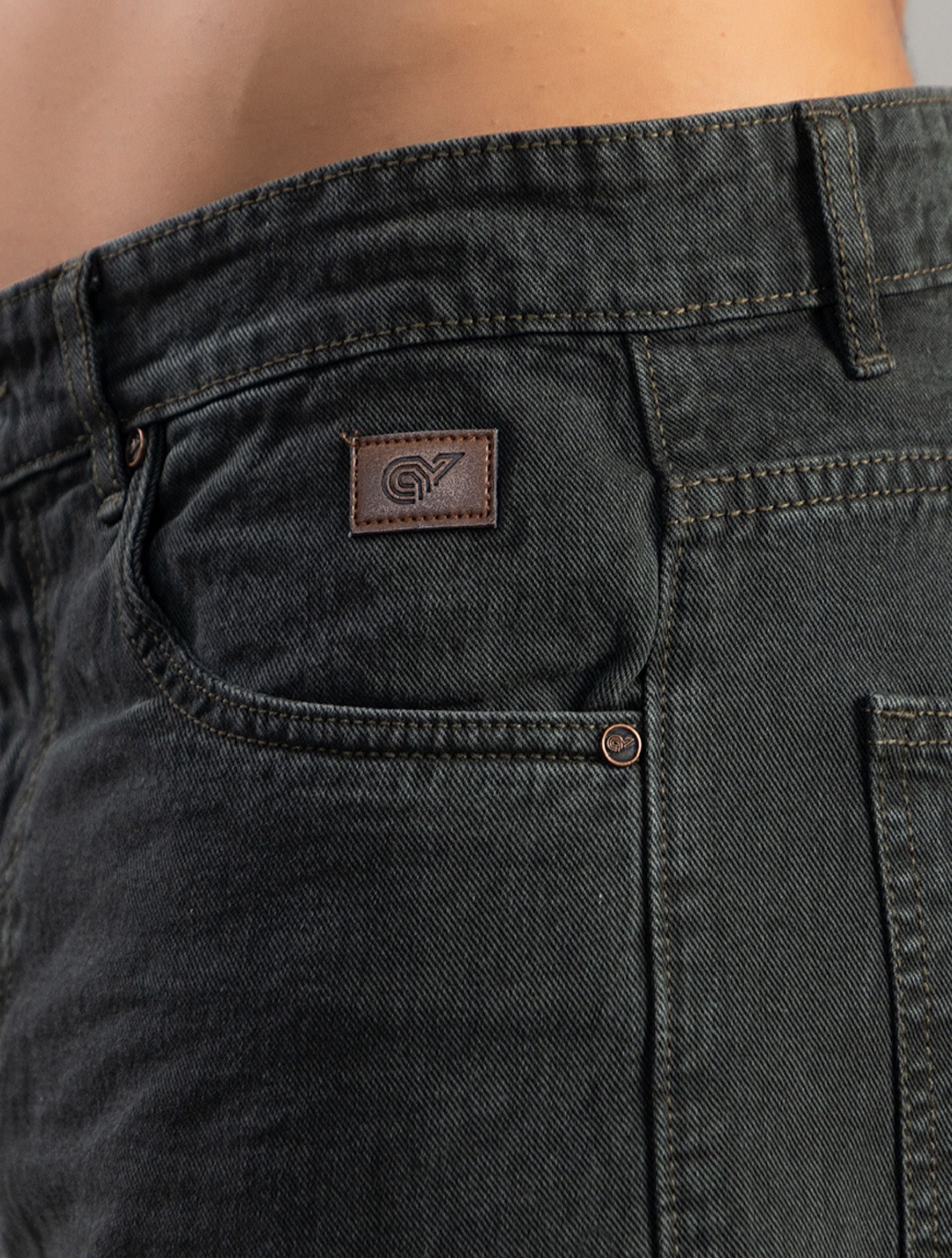 Washed Olive Relaxed Fit Cargo Jeans