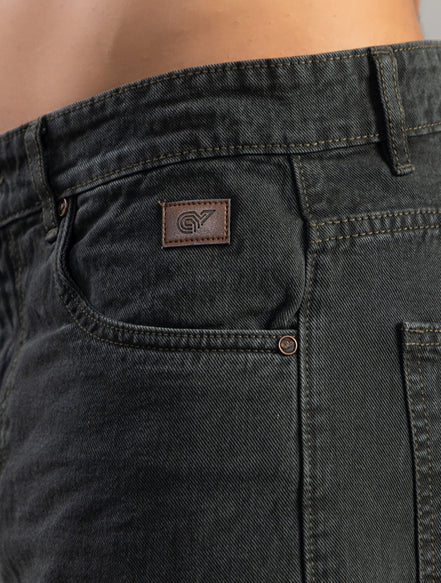 Washed Olive Relaxed Fit Cargo Jeans